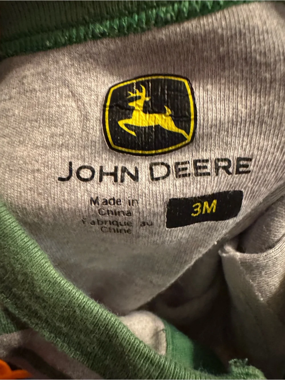 Green Striped Tractor Baby One-Piece John Deere Size 3 Months C5